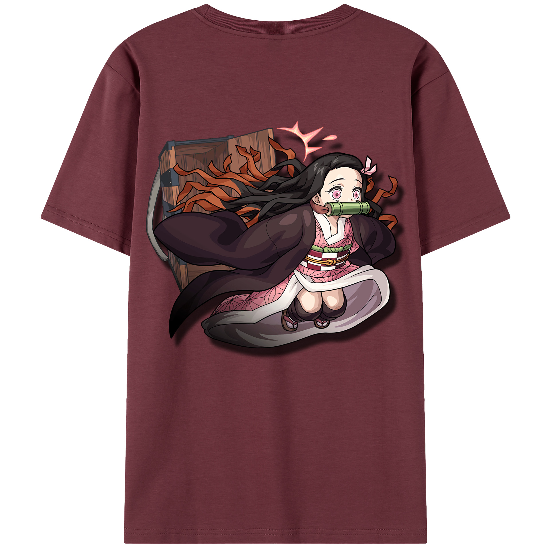 （画像用） 鬼滅の刃（きめつのやいば）竈門 禰󠄀豆子／かまど ねずこ Kamado Nezuko 綿100％半袖Tシャツ（背面プリント）